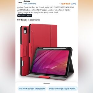Brand New Antbox 11th Generation Red iPad Air Case with Pencil Holder
